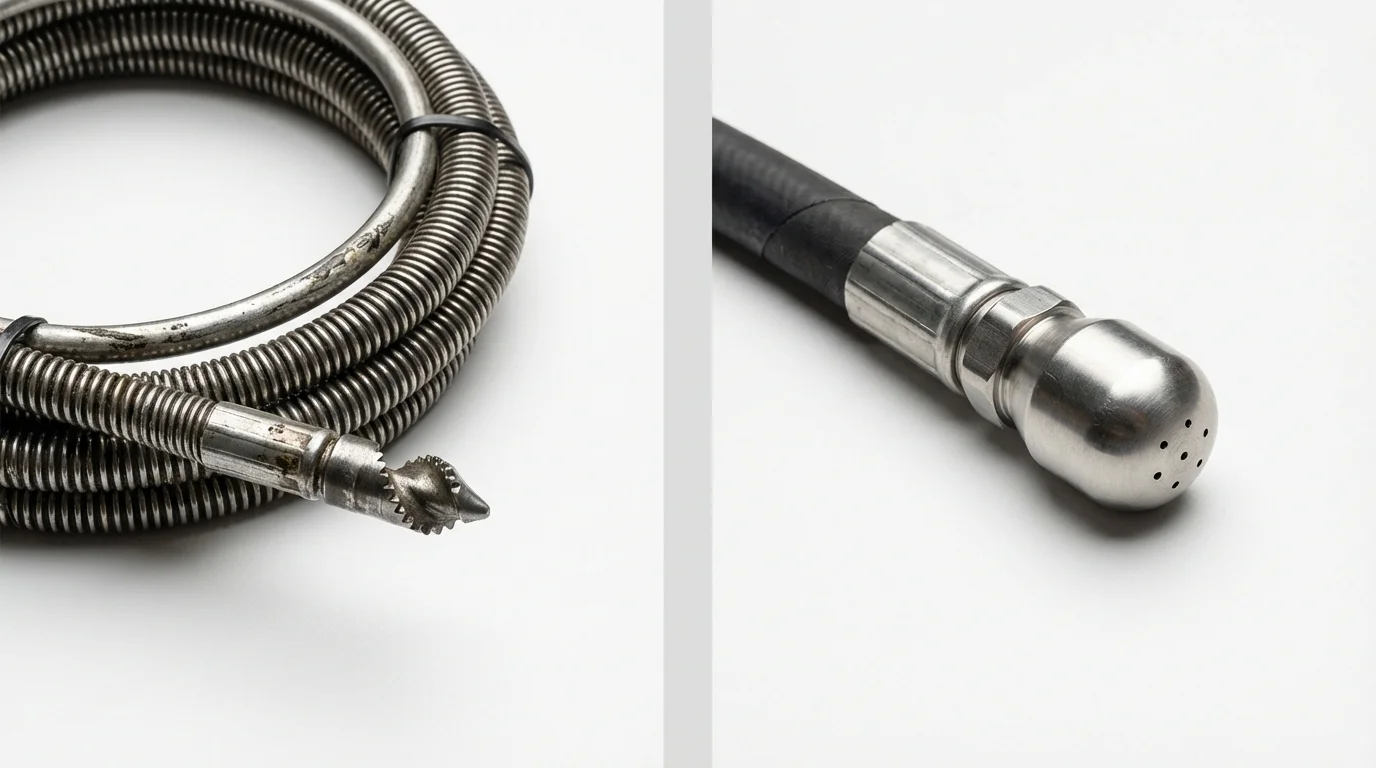 Drain snake cable and hydro jetting nozzle used for drain cleaning in Catonsville, MD